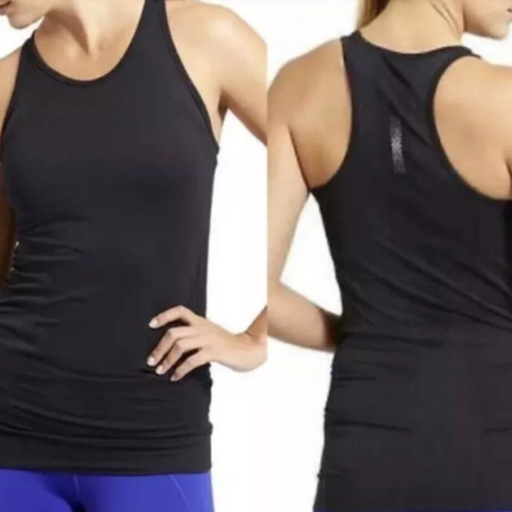 Athleta Finish Fast Racerback Tank Navy Ruched Sides Sleeveless size‎ Small